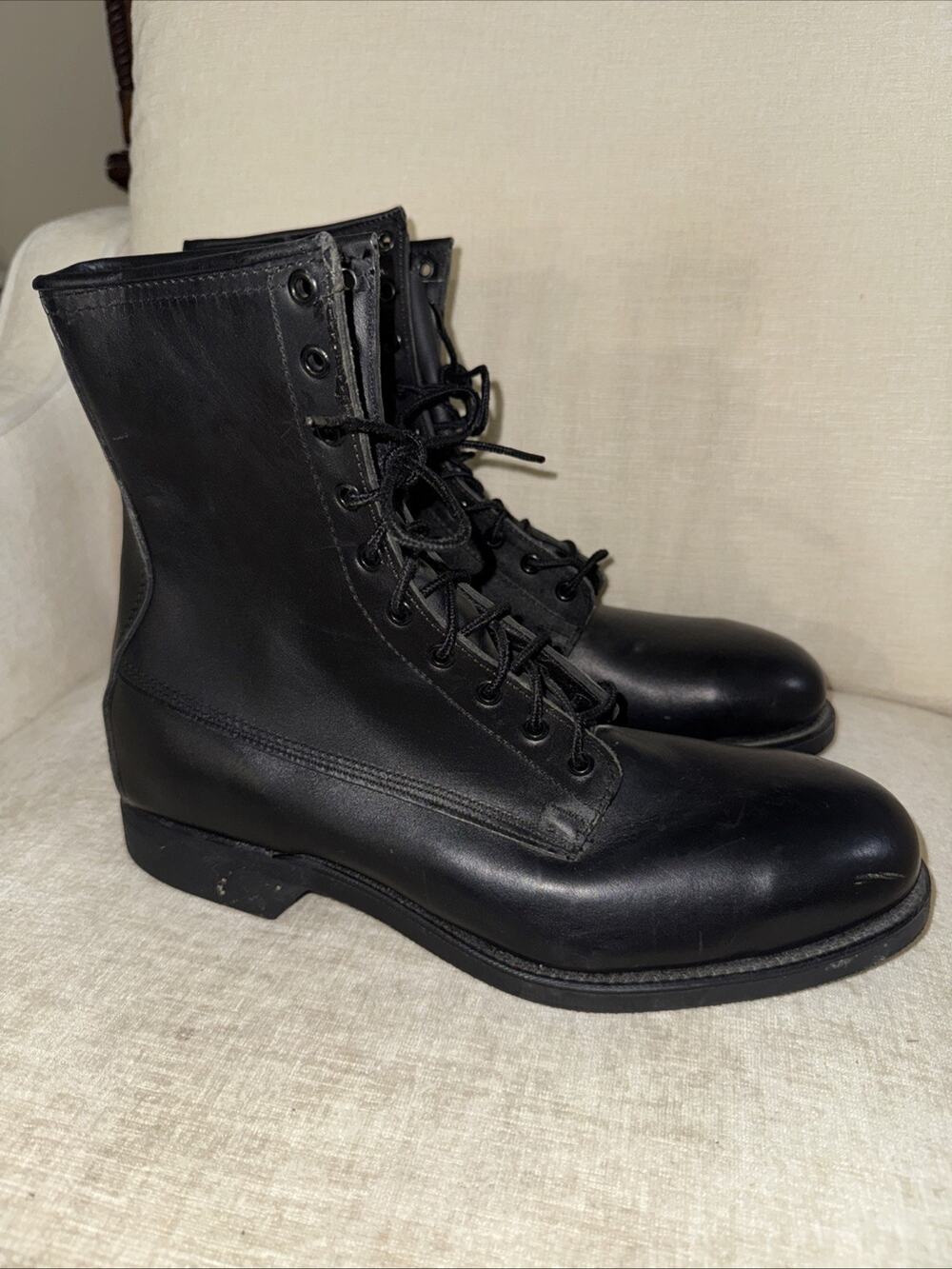 Vintage Addison Shoe Company Black Steel Toe Combat Boots Size 10.5R 1988 EUC